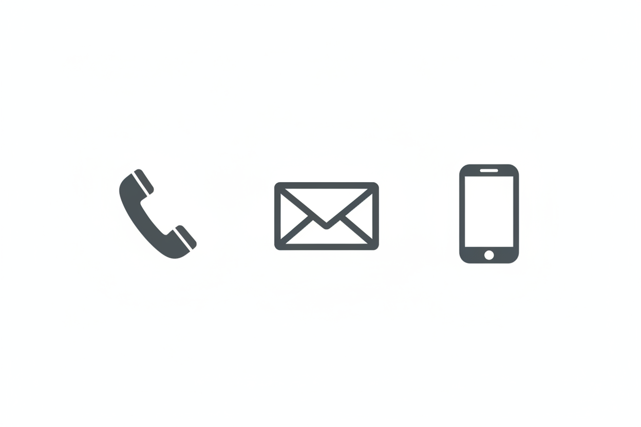 an image with 1 phone, one email and one cellphone 